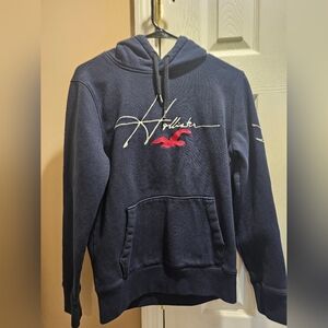 Hollister Dark Blue Hoodie with Red Emblem Size XS